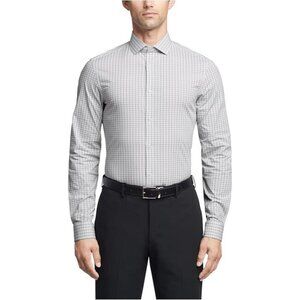 NEW Chaps Mens Regular Fit Button Down Dress Shirt L16-16.5 32/33 White & Gray